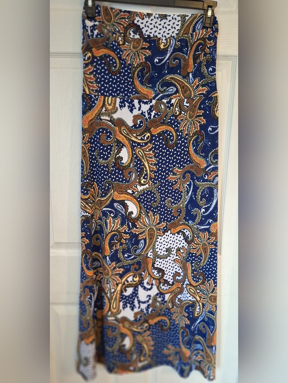 WinWin Convertible Paisley Maxi Skirt Dress Blue Boho Size L-XL